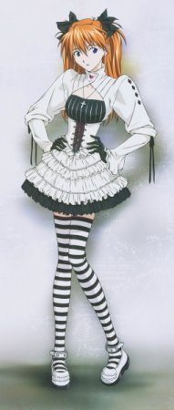 Asuka Langley Soryu as a Gothic Lolita. From Evangelion's 2008 wall calendar.