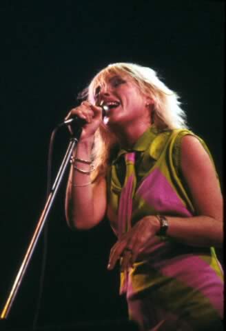 Debbie Harry, performing with Blondie, 1979