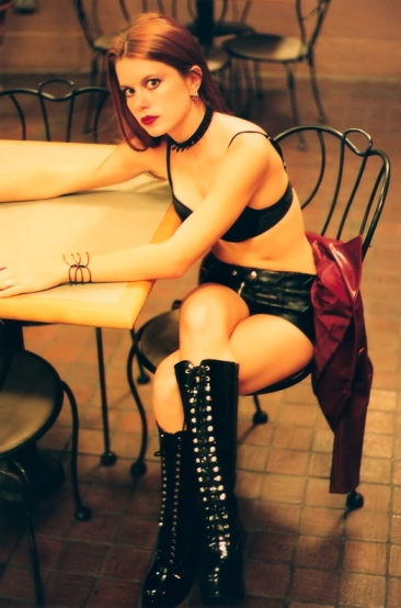 Dolled up Goth in restaurant. Photo by Amber STclaire.