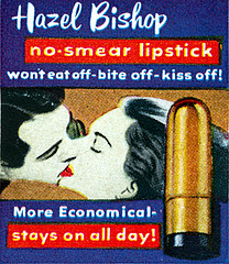 Hazel Bishop lipstick ad, 1954.