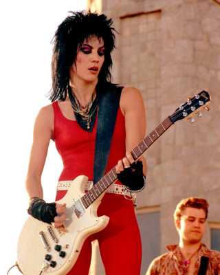 Joan Jett with a mullet hairstyle. Joan Jett with a mullet hairstyle.