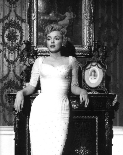 Marilyn Monroe in a big white dress.