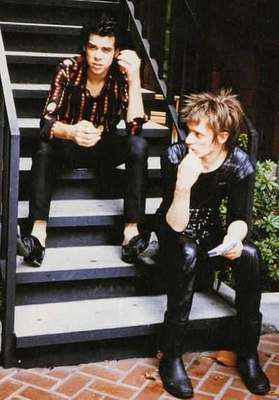 Nick Cave, left, with Blixa Bargeld. Source unknown.