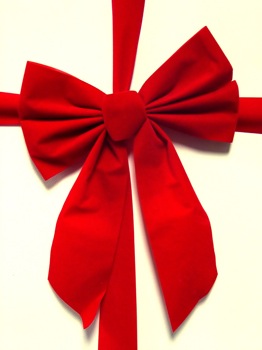 Red gift ribbon in bow.