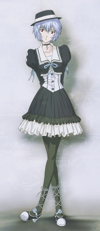 Rei Ayanami as a Gothic Lolita. From Evangelion's 2008 wall calendar.