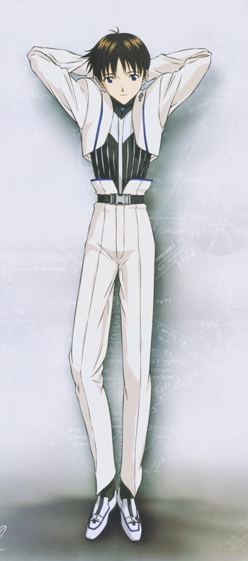 Shinji Ikari as a Gothic...? From Evangelion's 2008 wall calendar.