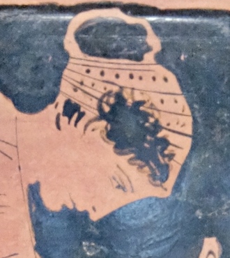 From a piece of Boeotian pottery, circa 450 to 424 BC.