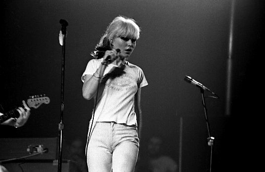 Debbie Harry, performing with Blondie, 1977. Photo by Jean-Luc.