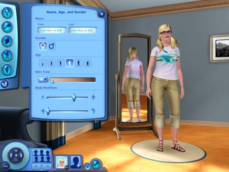 The create a sim opening page.