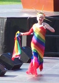 Cyndi Lauper at Gay Games VII. Photo by Jim Provenzano. Cyndi Lauper at Gay Games VII. Photo by Jim Provenzano.