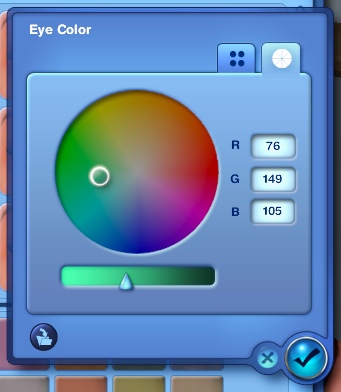 Color wheel in the Sims 3