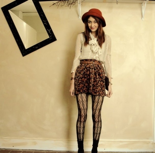 Megan Stewart in granny chic outfit. Megan Stewart in granny chic outfit.