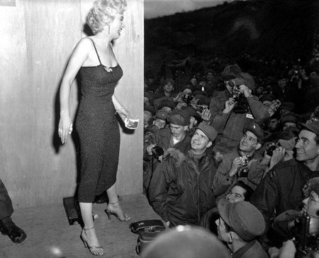 Marilyn Monroe at USO show in Korea. Marilyn Monroe at USO show in Korea.