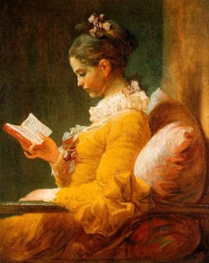 Woman reading painting